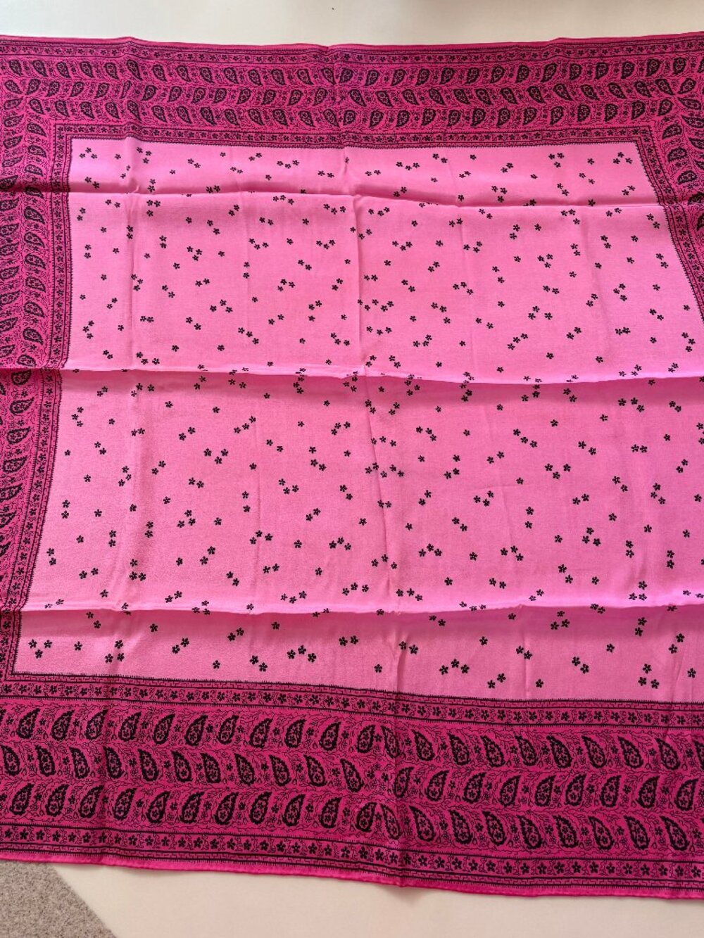 Vintage Glentex 100% Silk Scarf  31" Square Pink & Rose Hand Rolled